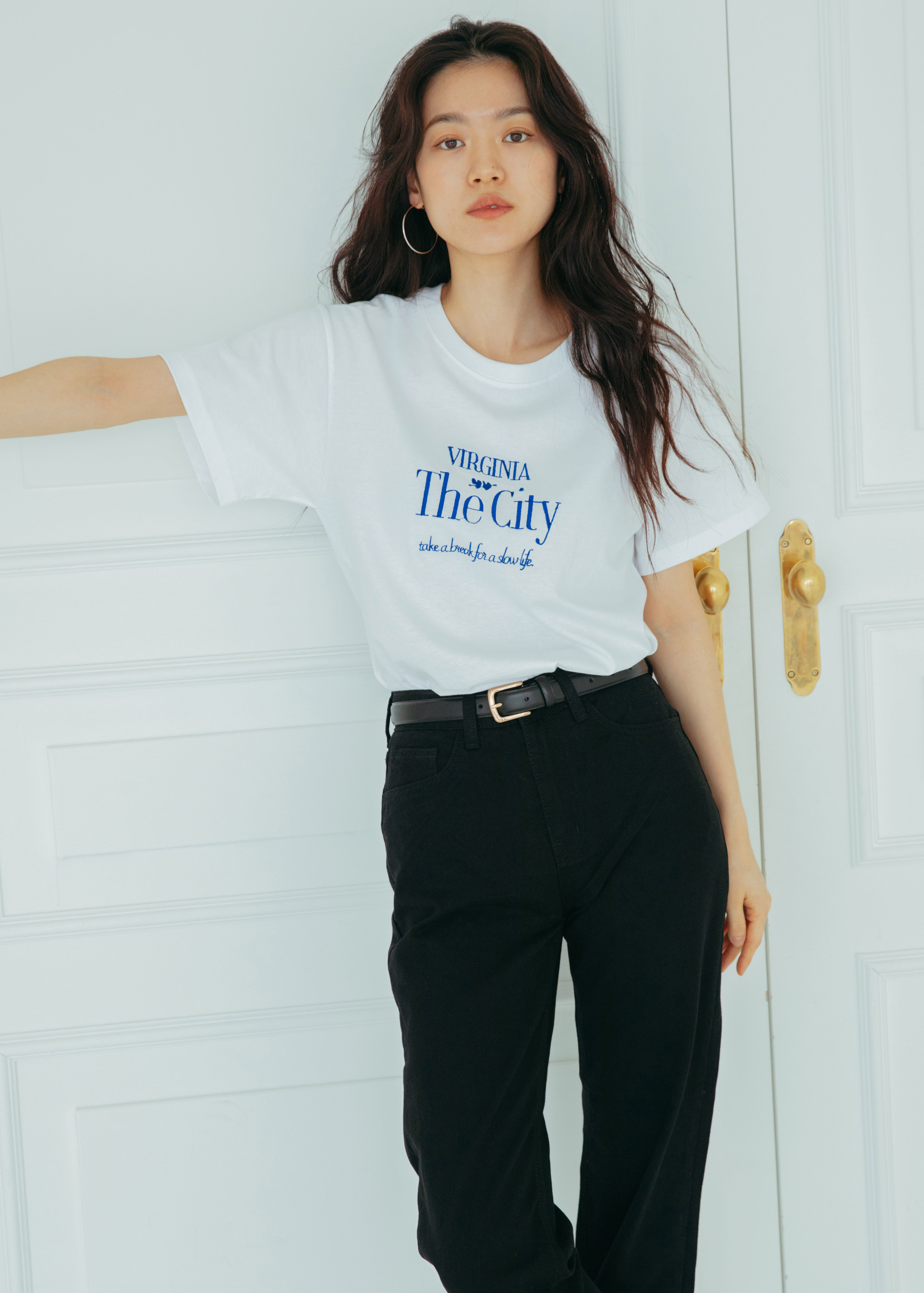&#039;The city&#039; embroidered T-shirt - white