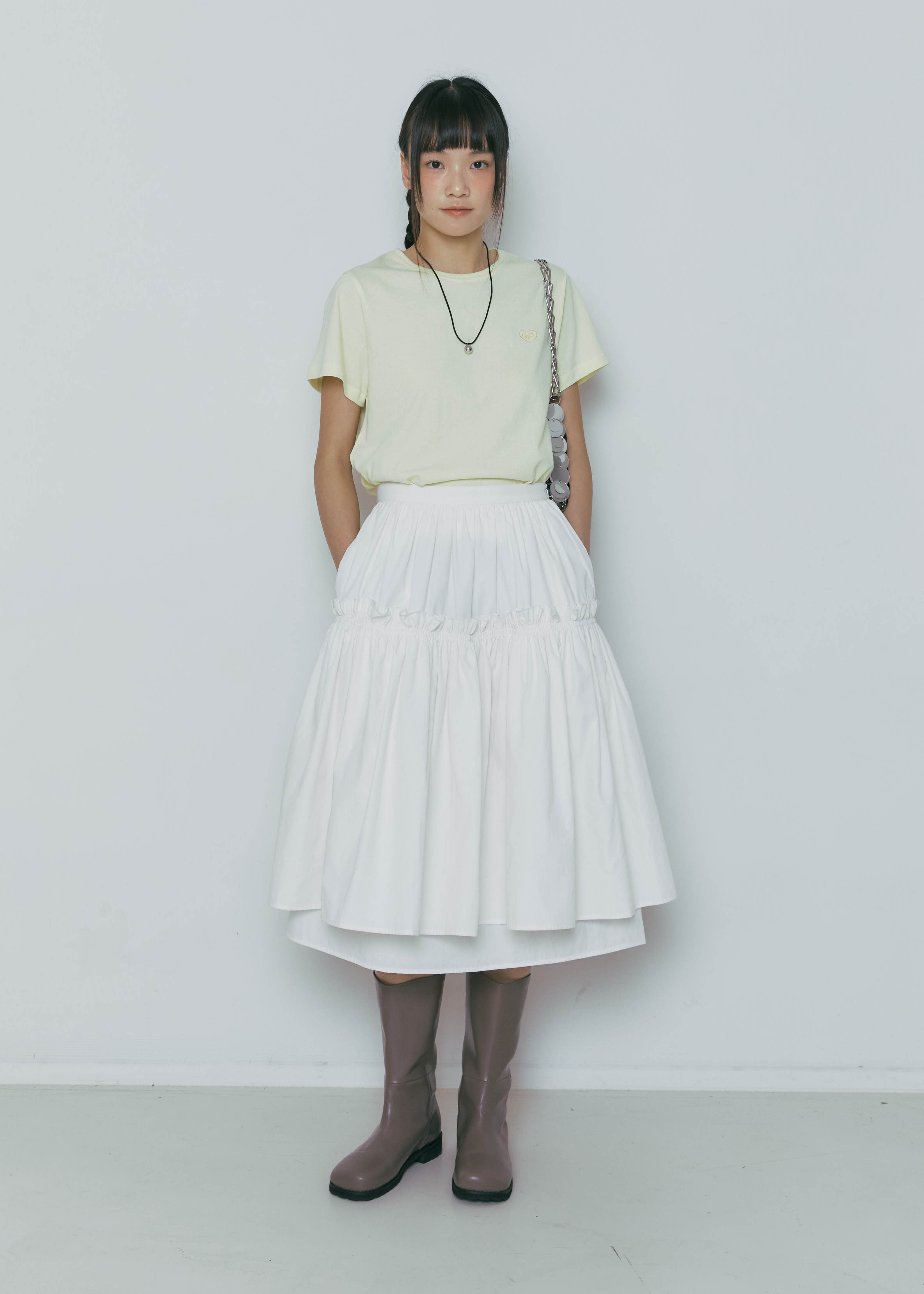Two- layer Shirring Skirt  (Special Line) - ivory