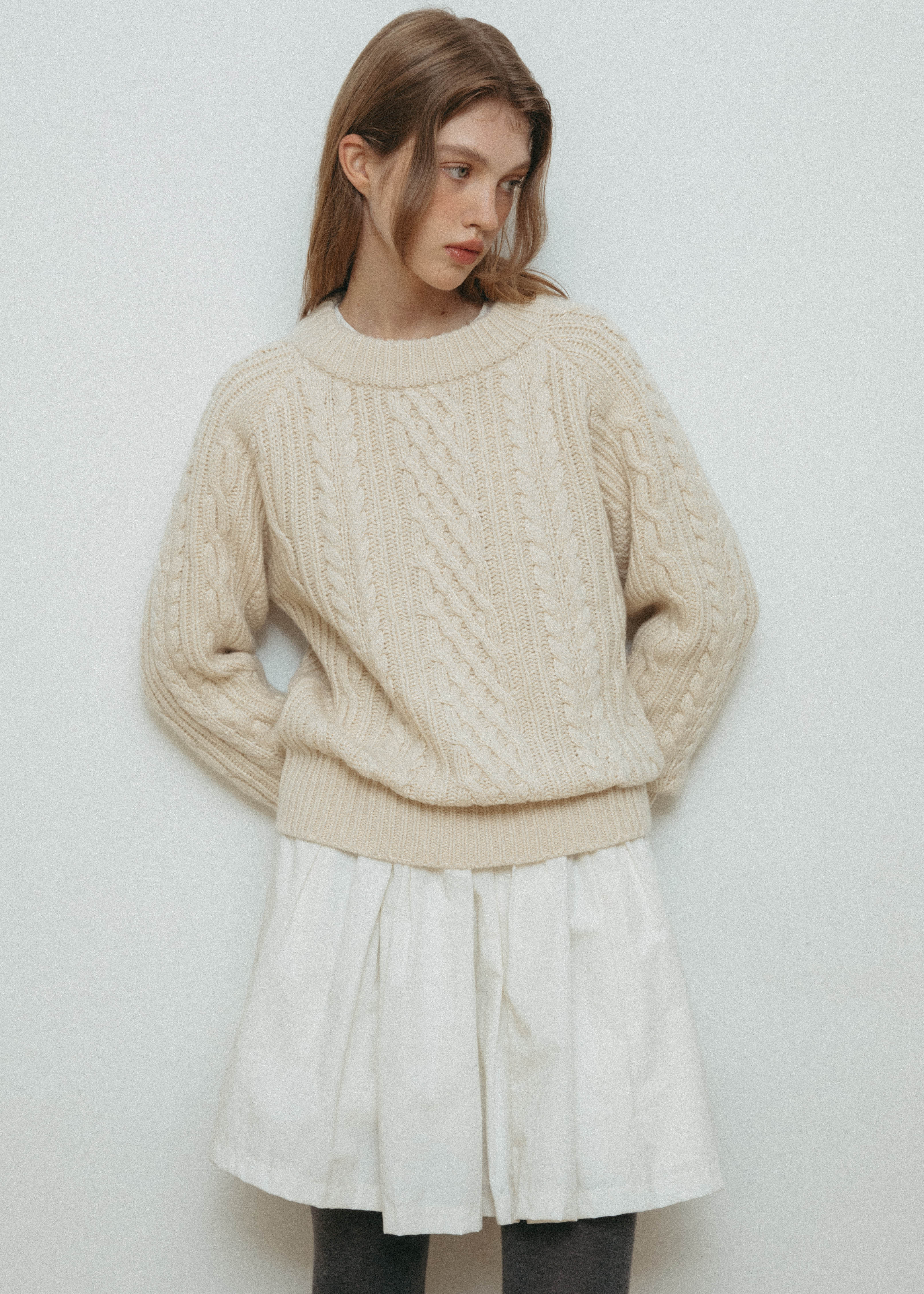 [9thReorder] Carol cable knit - ivory