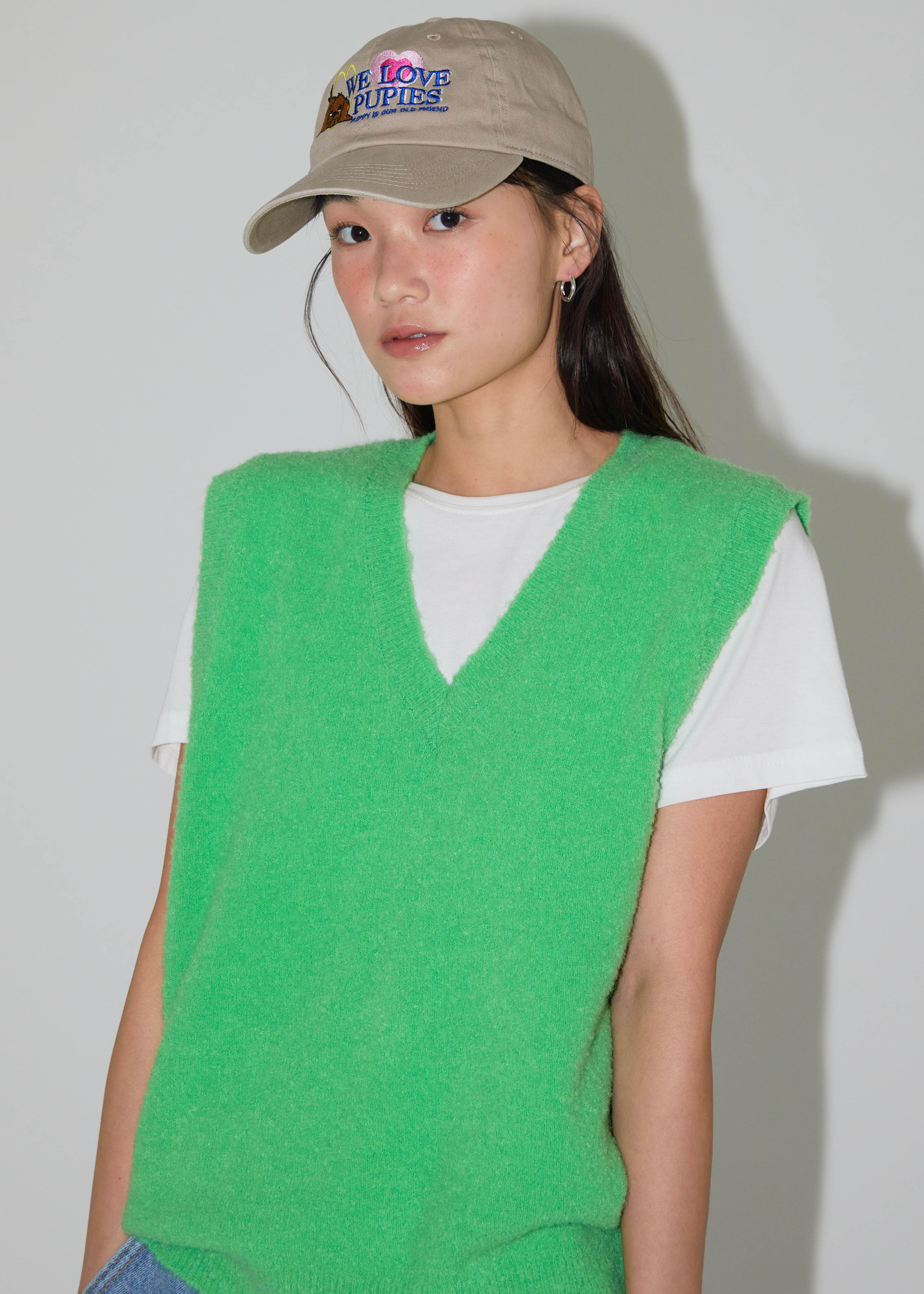 Vivid Knit Sleeveless Vest - Apple Green