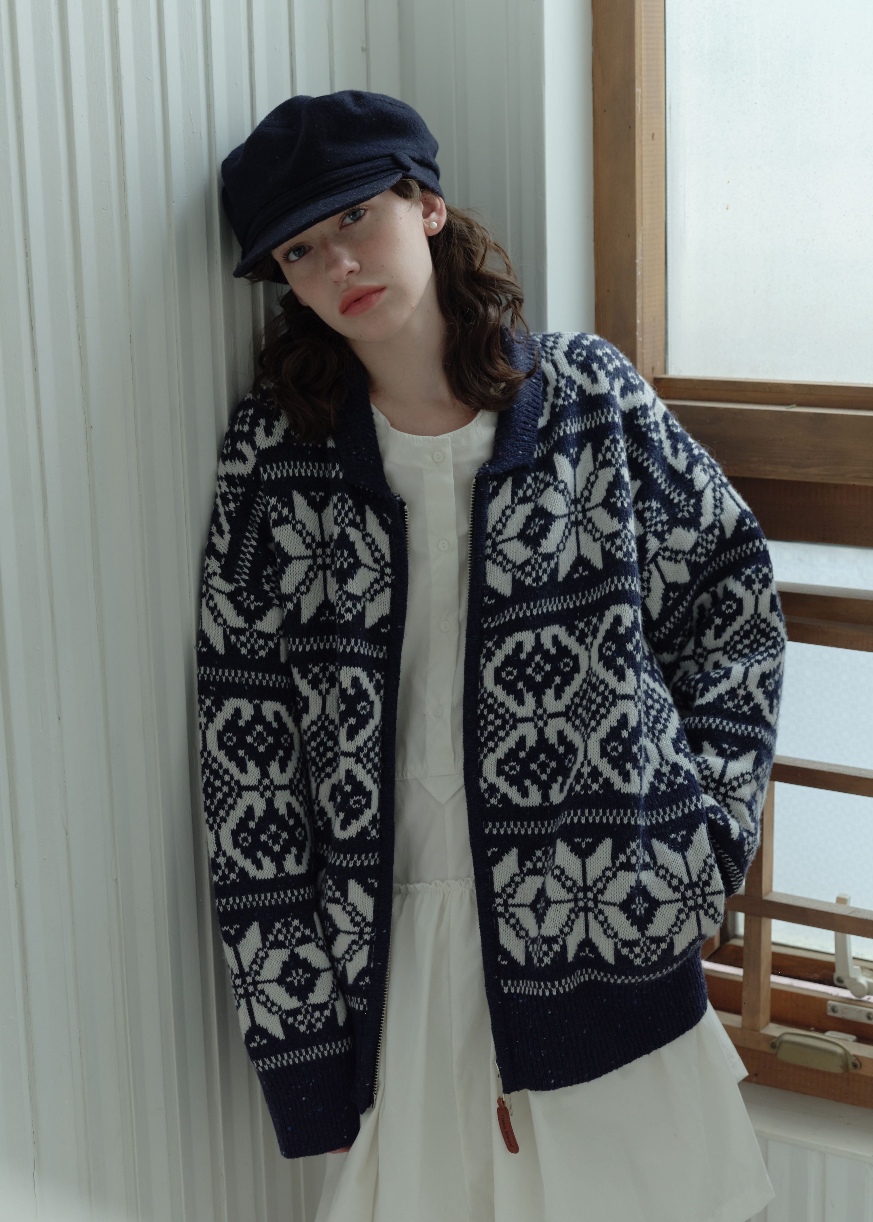 [2차재입고] Snow knit cowichan - Navy